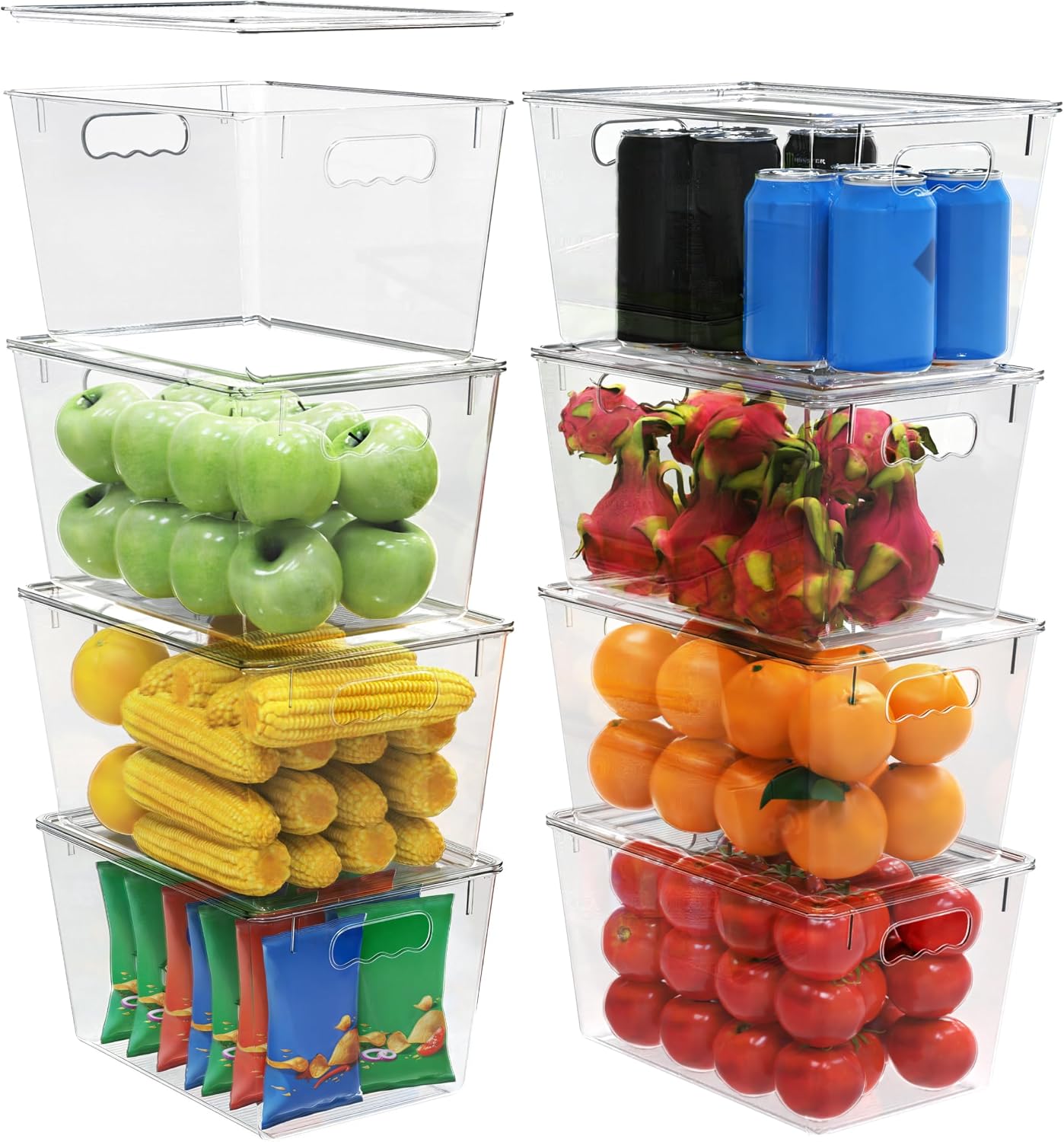 YAN & HIN clear plastic storage bins with lids and handles